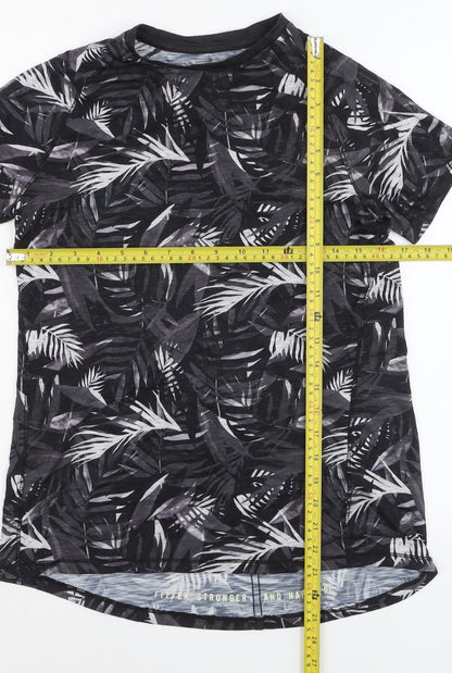 Next Women’s Black Tropical Print Short Sleeve T-Shirt Size S
