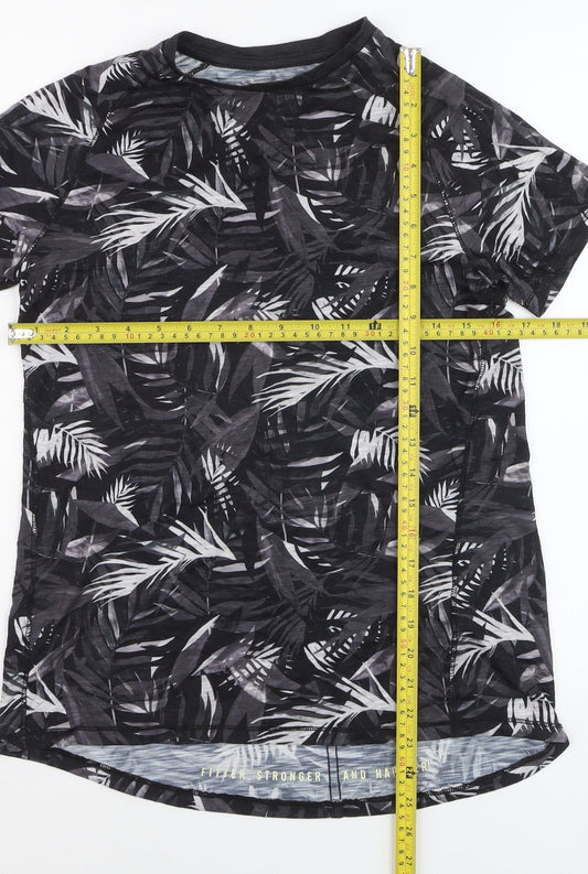 Next Women’s Black Tropical Print Short Sleeve T-Shirt Size S