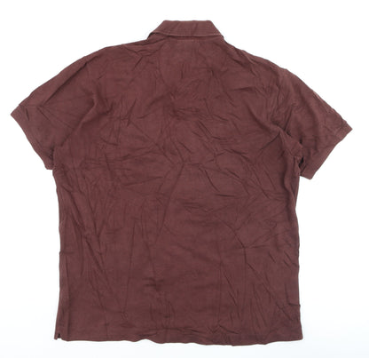 Lacoste Men’s Brown Classic Fit Polo Shirt Size L Cotton Logo