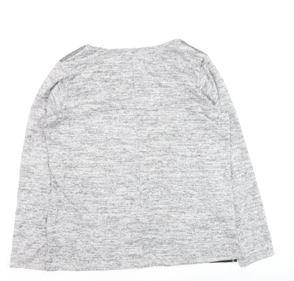 Festa Women Grey Floral Long Sleeve Jersey T-Shirt Size 16