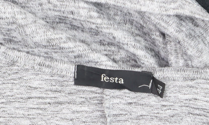 Festa Women Grey Floral Long Sleeve Jersey T-Shirt Size 16