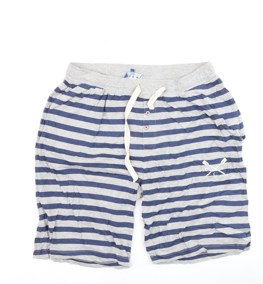 Chev Clothing Co Men's Blue Striped Sweat Shorts XL Casual Drawstring