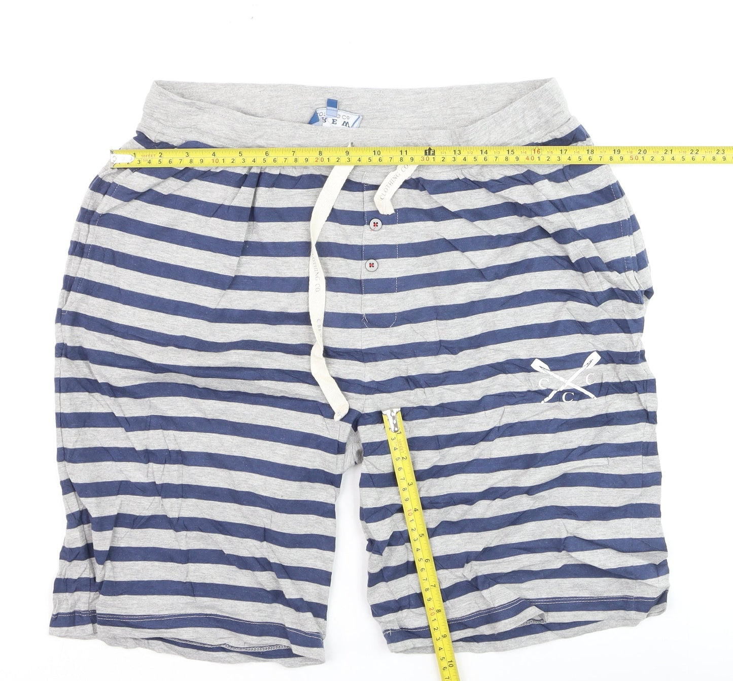 Chev Clothing Co Men's Blue Striped Sweat Shorts XL Casual Drawstring