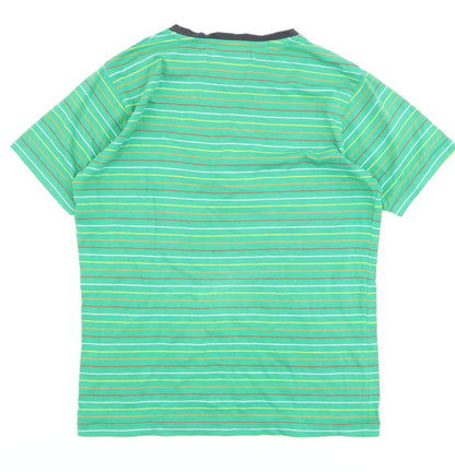 Kickers Men's Green Striped Crew Neck Cotton Short Sleeve T-Shirt Size S