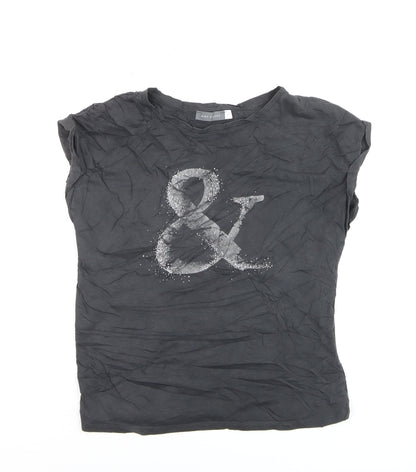 Mint Velvet Women's Black Glitter Ampersand T-Shirt Medium