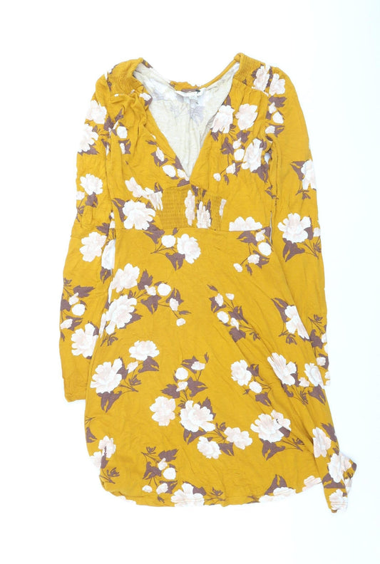 Miss Selfridge Women’s Yellow Floral A-Line Dress Size 8