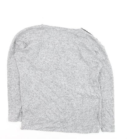 Medicine Women's Grey Lace Detail Long Sleeve Jersey Blouse XS