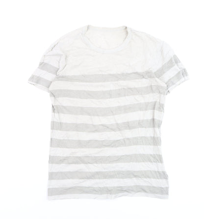 Gap Men's XS Grey Striped Crew Neck Cotton Blend T-Shirt