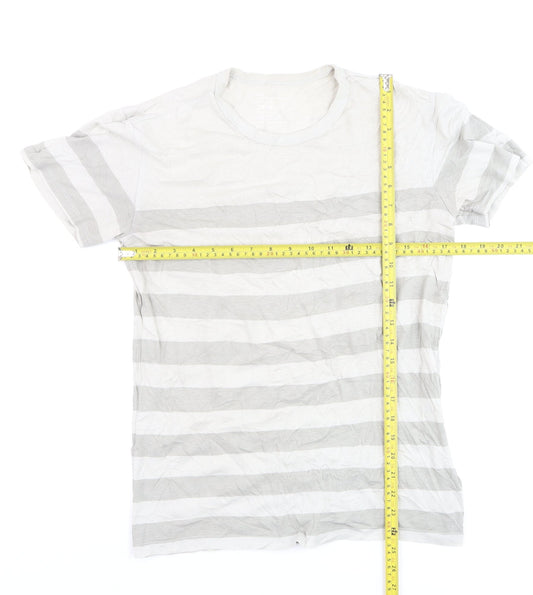 Gap Men's XS Grey Striped Crew Neck Cotton Blend T-Shirt