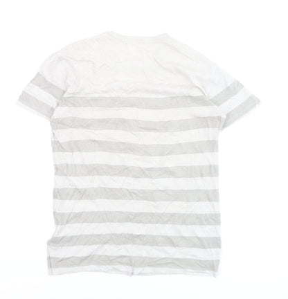 Gap Men's XS Grey Striped Crew Neck Cotton Blend T-Shirt