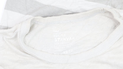 Gap Men's XS Grey Striped Crew Neck Cotton Blend T-Shirt