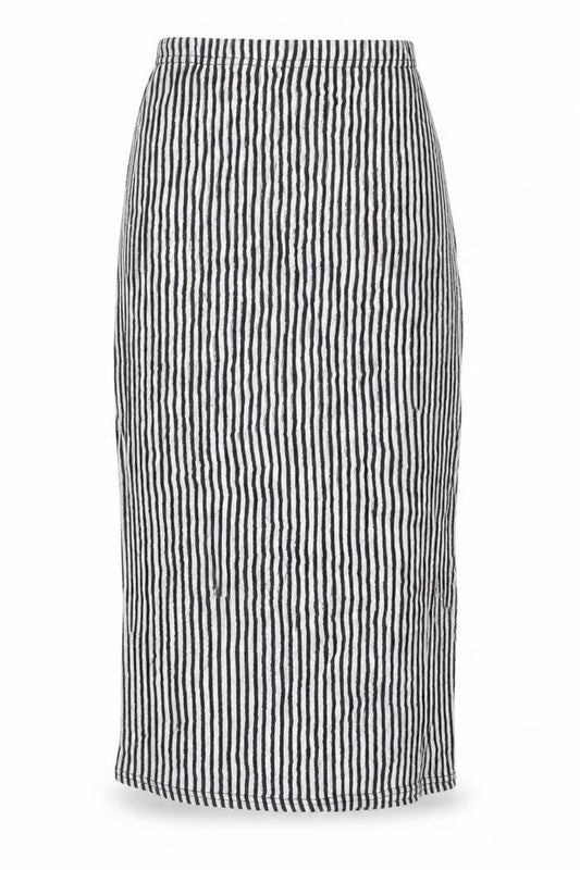 Boohoo Women’s Black White Striped Midi Pencil Skirt Size 8