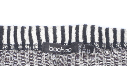 Boohoo Women’s Black White Striped Midi Pencil Skirt Size 8