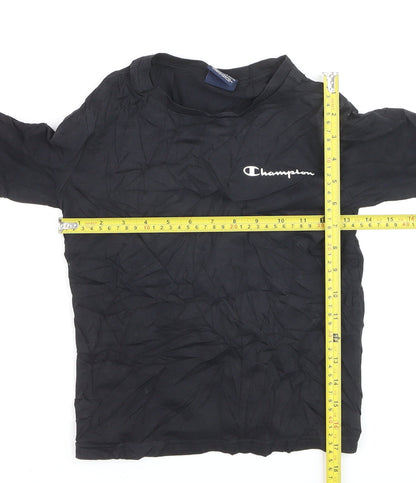 Champion Boys Black Cotton Pullover Jumper Small 7-8 Years Crew Neck