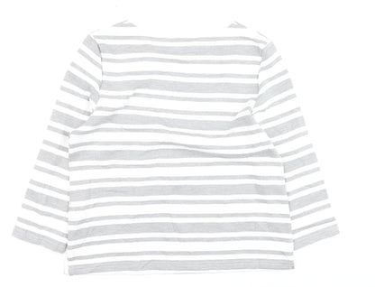Marks and Spencer Womens Grey Striped 3/4 Sleeve Pullover Jumper Size 10