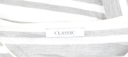 Marks and Spencer Womens Grey Striped 3/4 Sleeve Pullover Jumper Size 10