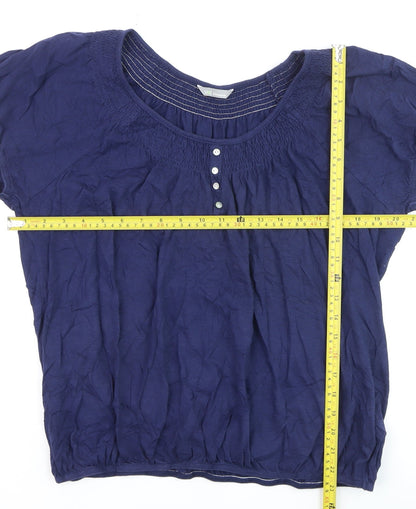 Marks and Spencer Women's Blue Cotton Short Sleeve Blouse UK 18