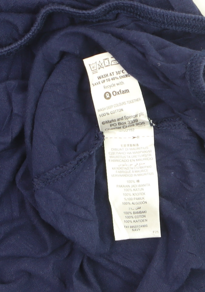 Marks and Spencer Women's Blue Cotton Short Sleeve Blouse UK 18