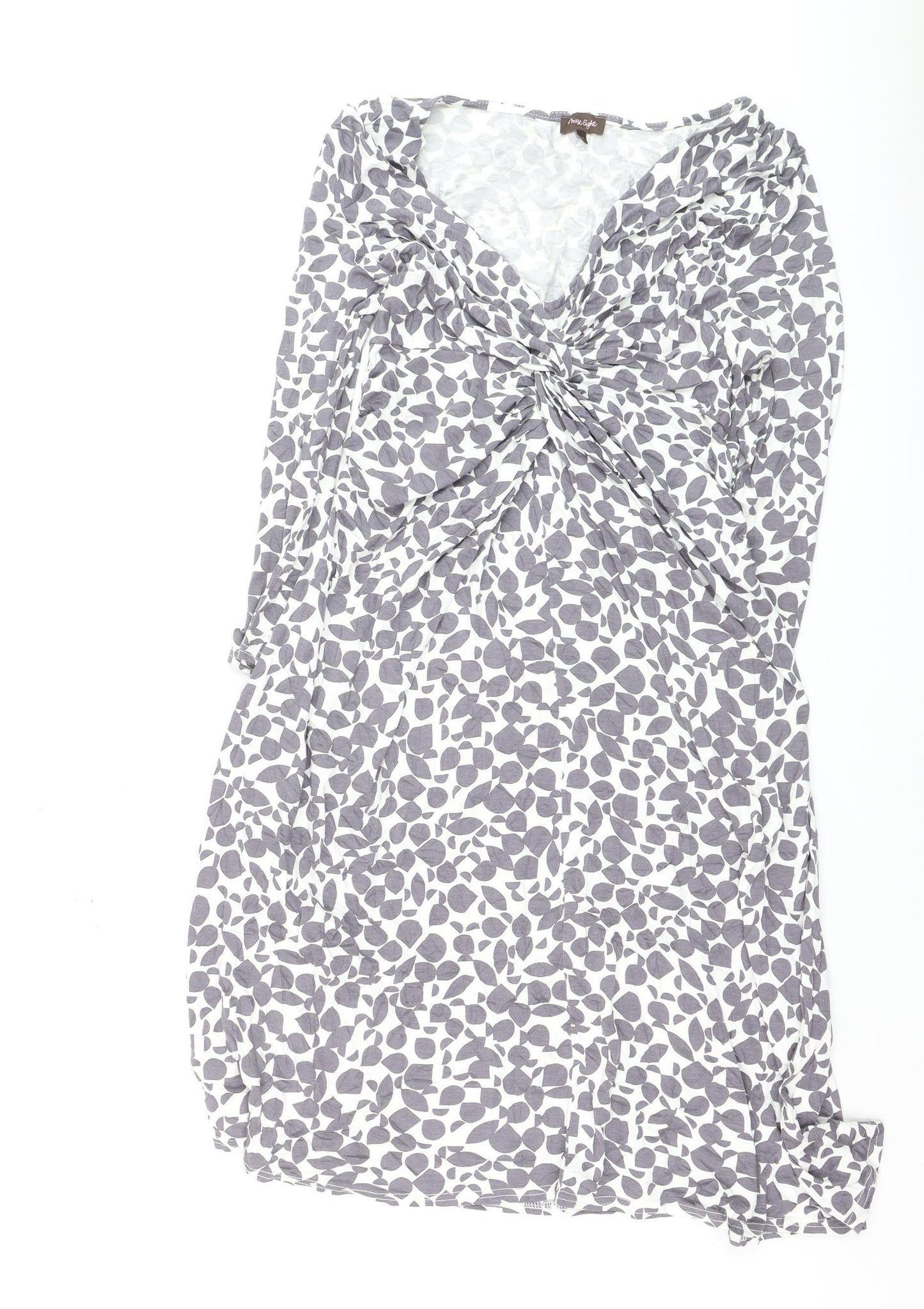 Phase Eight Women Grey Floral Viscose Jersey Ruched Bodycon Dress Size 12