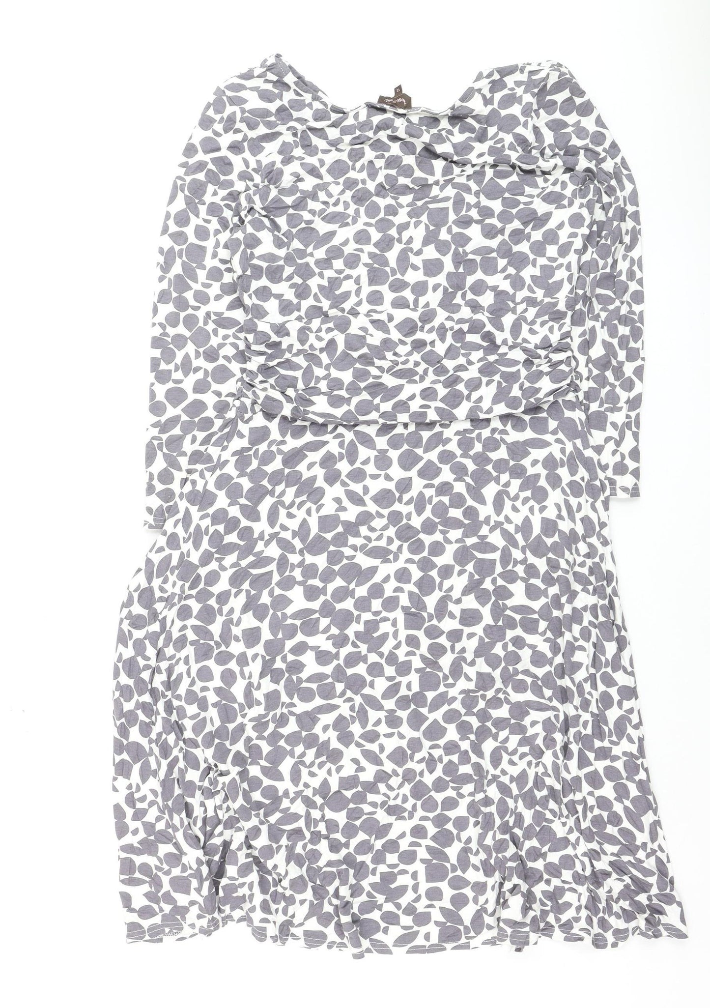 Phase Eight Women Grey Floral Viscose Jersey Ruched Bodycon Dress Size 12