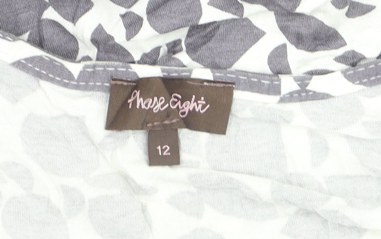 Phase Eight Women Grey Floral Viscose Jersey Ruched Bodycon Dress Size 12