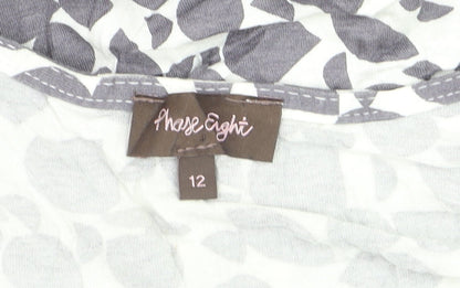 Phase Eight Women Grey Floral Viscose Jersey Ruched Bodycon Dress Size 12