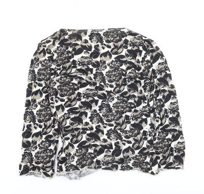 Banana Republic Womens Black Floral Wrap Blouse Size S