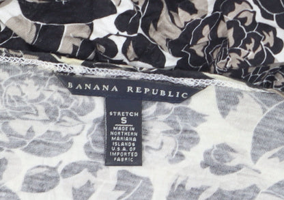Banana Republic Womens Black Floral Wrap Blouse Size S