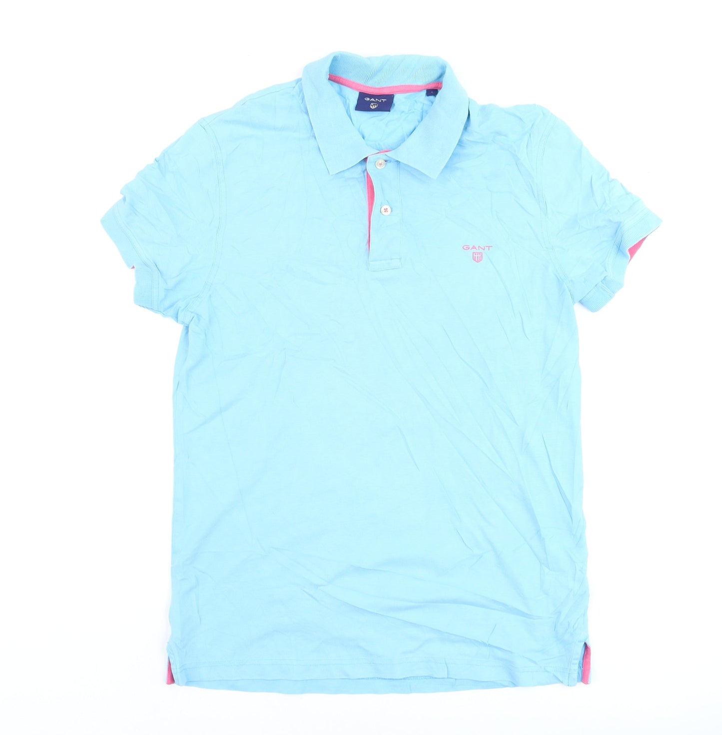 GANT Men's Blue Cotton Short Sleeve Polo Shirt Size S