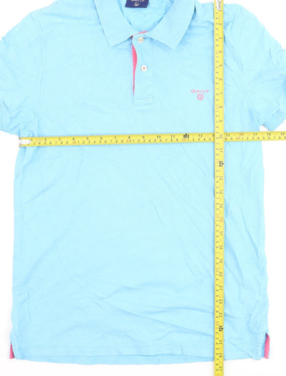 GANT Men's Blue Cotton Short Sleeve Polo Shirt Size S