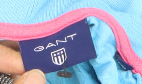 GANT Men's Blue Cotton Short Sleeve Polo Shirt Size S