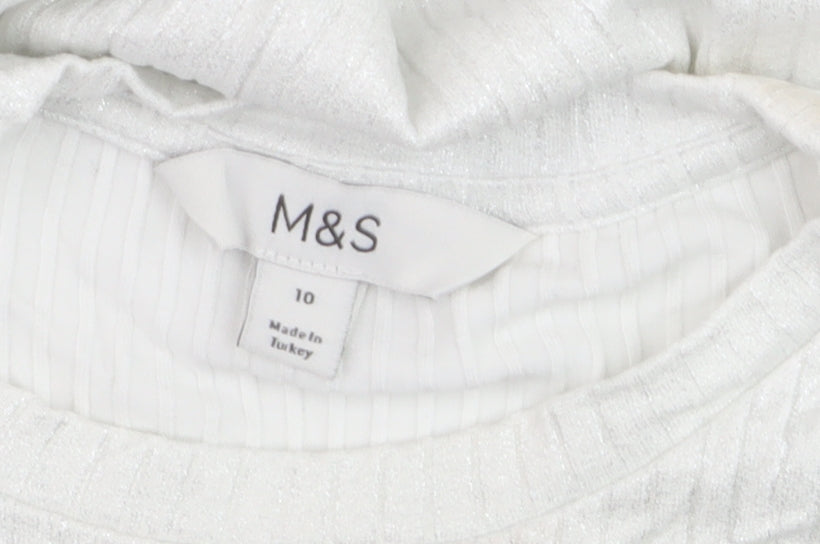 Marks and Spencer Womens White Short Sleeve Basic T-Shirt Size 10