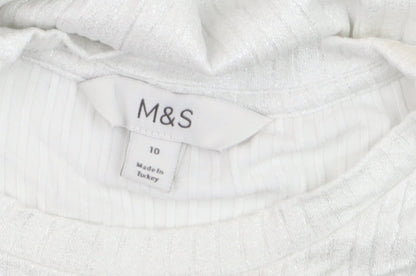 Marks and Spencer Womens White Short Sleeve Basic T-Shirt Size 10