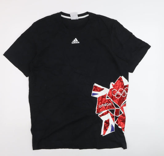 Adidas Mens Black XL London Olympics Sports Graphic T-Shirt