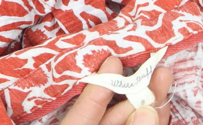 White Stuff Women's Red Floral Cotton Button-Up Blouse Size 8