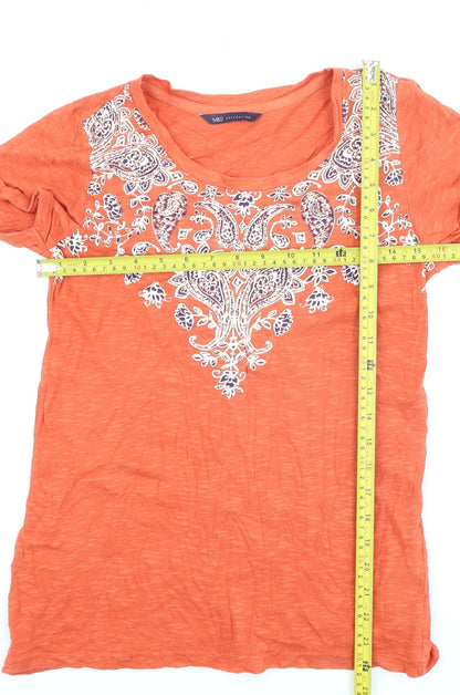 Marks and Spencer Women's Orange Embroidered T-Shirt UK 8