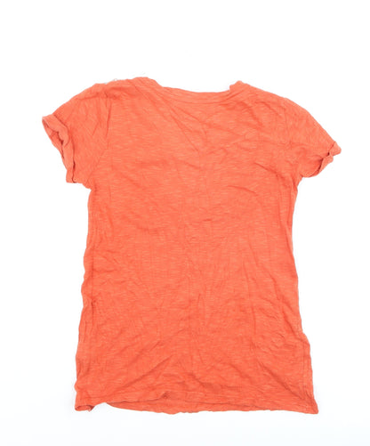 Marks and Spencer Women's Orange Embroidered T-Shirt UK 8
