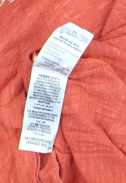 Marks and Spencer Women's Orange Embroidered T-Shirt UK 8