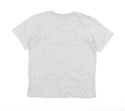 NICCE Men Grey Small Logo Crew Neck Cotton T-Shirt Size S