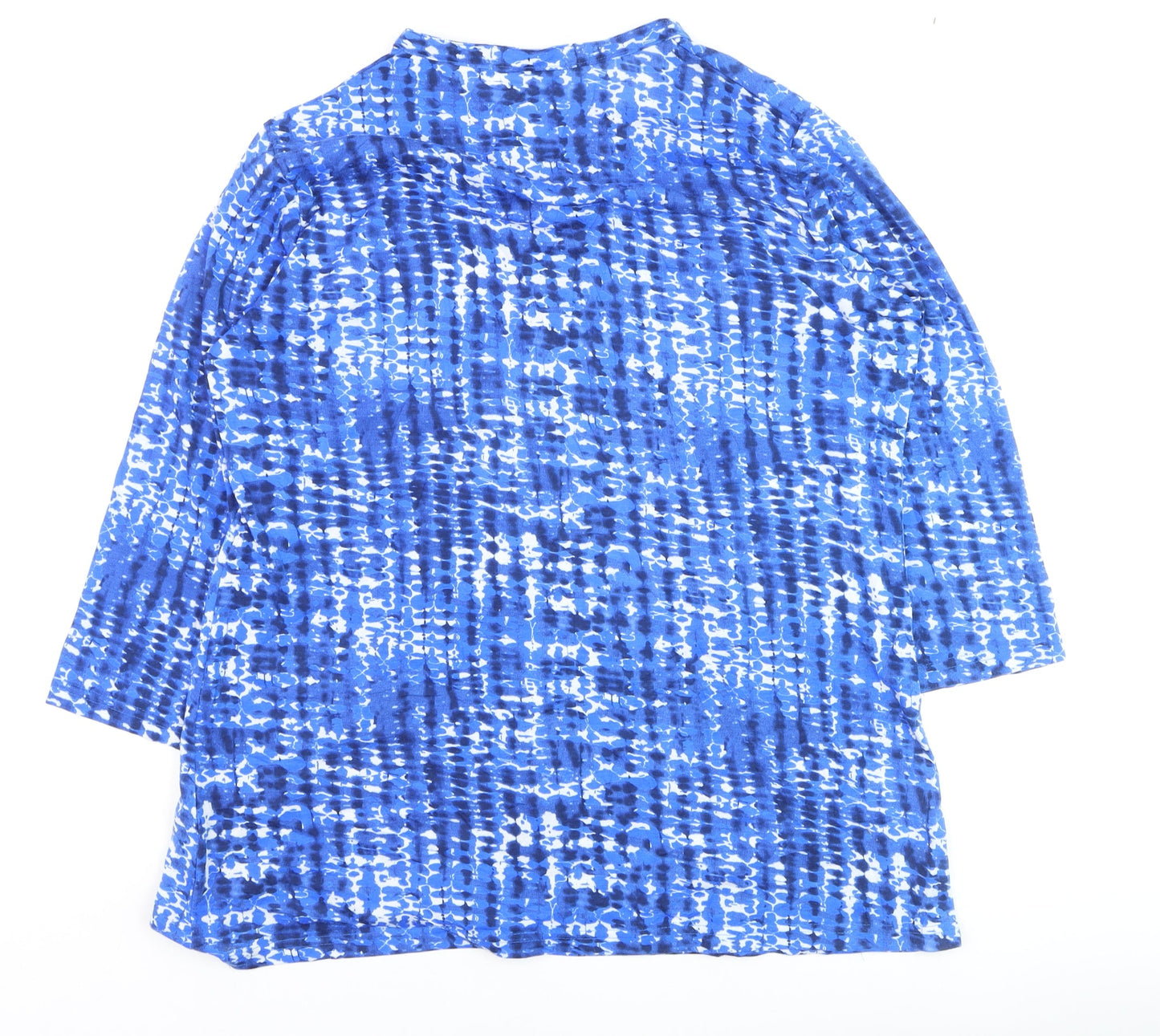 ISLE Womens Blue Geometric Tunic Blouse Size 14 Cotton Stretch