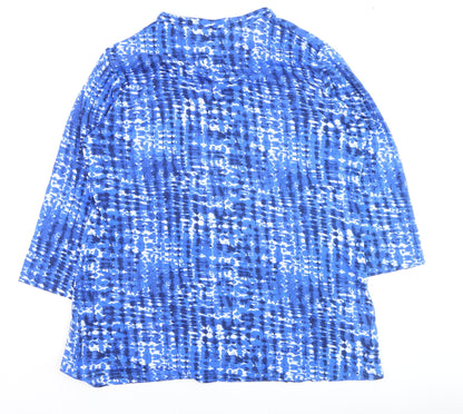ISLE Womens Blue Geometric Tunic Blouse Size 14 Cotton Stretch