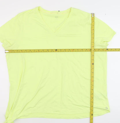 Marks and Spencer Women’s Yellow V-Neck Tie Hem T-Shirt Size 20