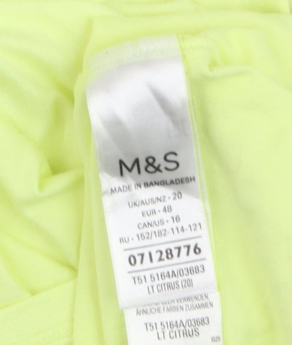 Marks and Spencer Women’s Yellow V-Neck Tie Hem T-Shirt Size 20