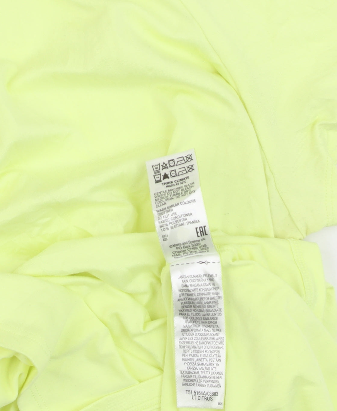 Marks and Spencer Women’s Yellow V-Neck Tie Hem T-Shirt Size 20