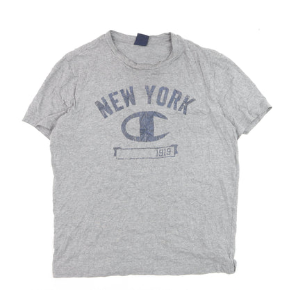 Champion Men's Grey New York 1919 Logo Graphic T-Shirt Size L
