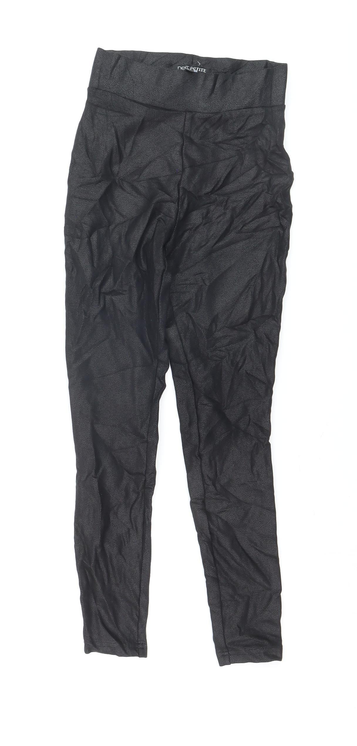 Next Petite Black High Rise Viscose Blend Ankle Leggings UK 6
