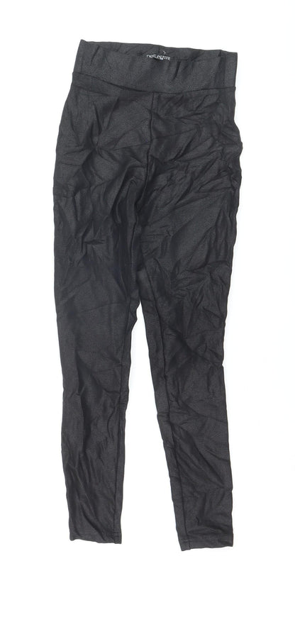Next Petite Black High Rise Viscose Blend Ankle Leggings UK 6