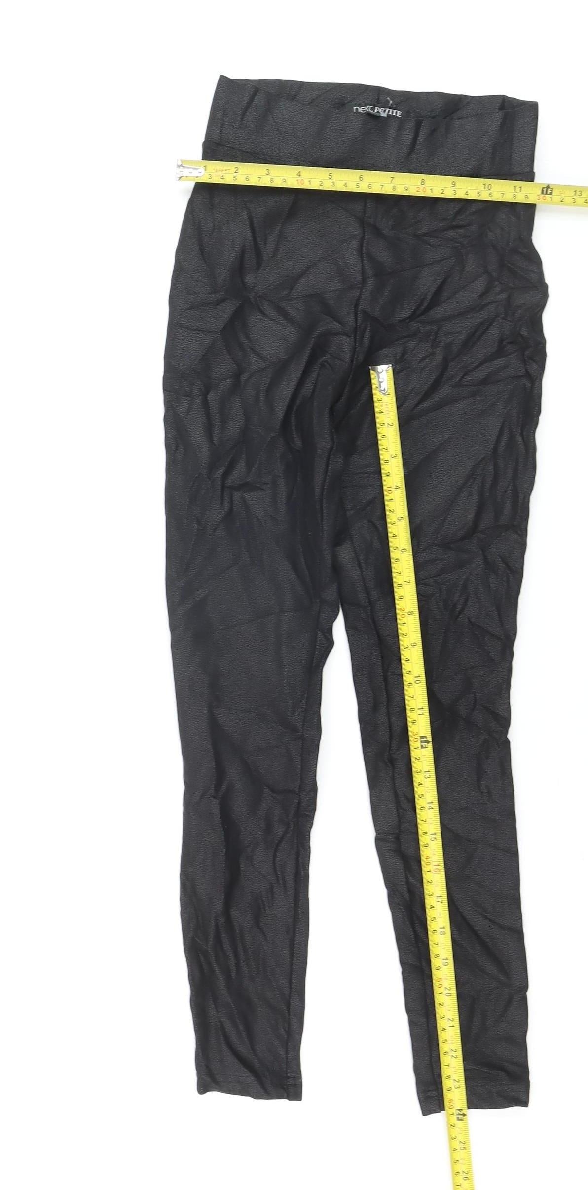 Next Petite Black High Rise Viscose Blend Ankle Leggings UK 6