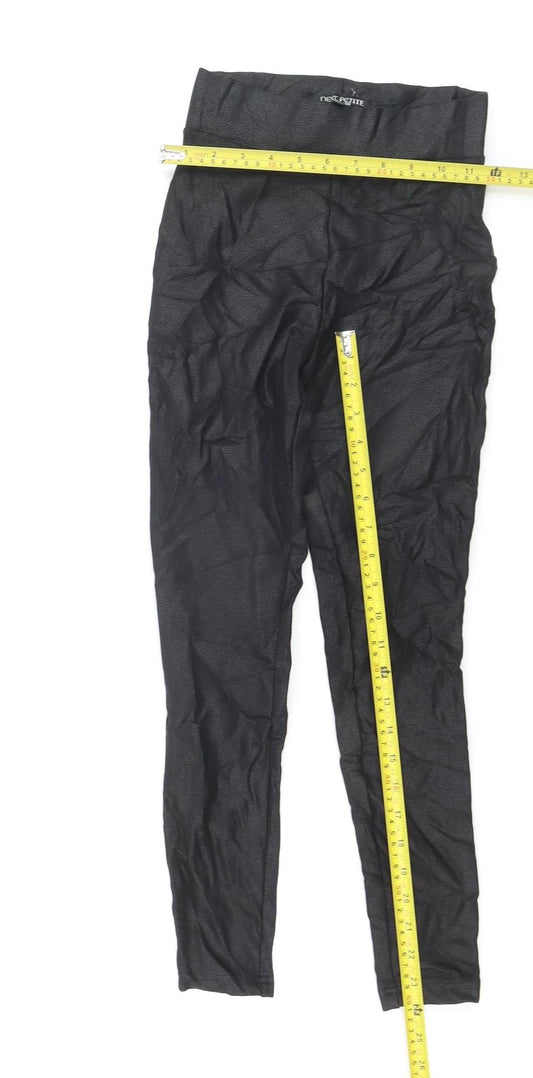 Next Petite Black High Rise Viscose Blend Ankle Leggings UK 6