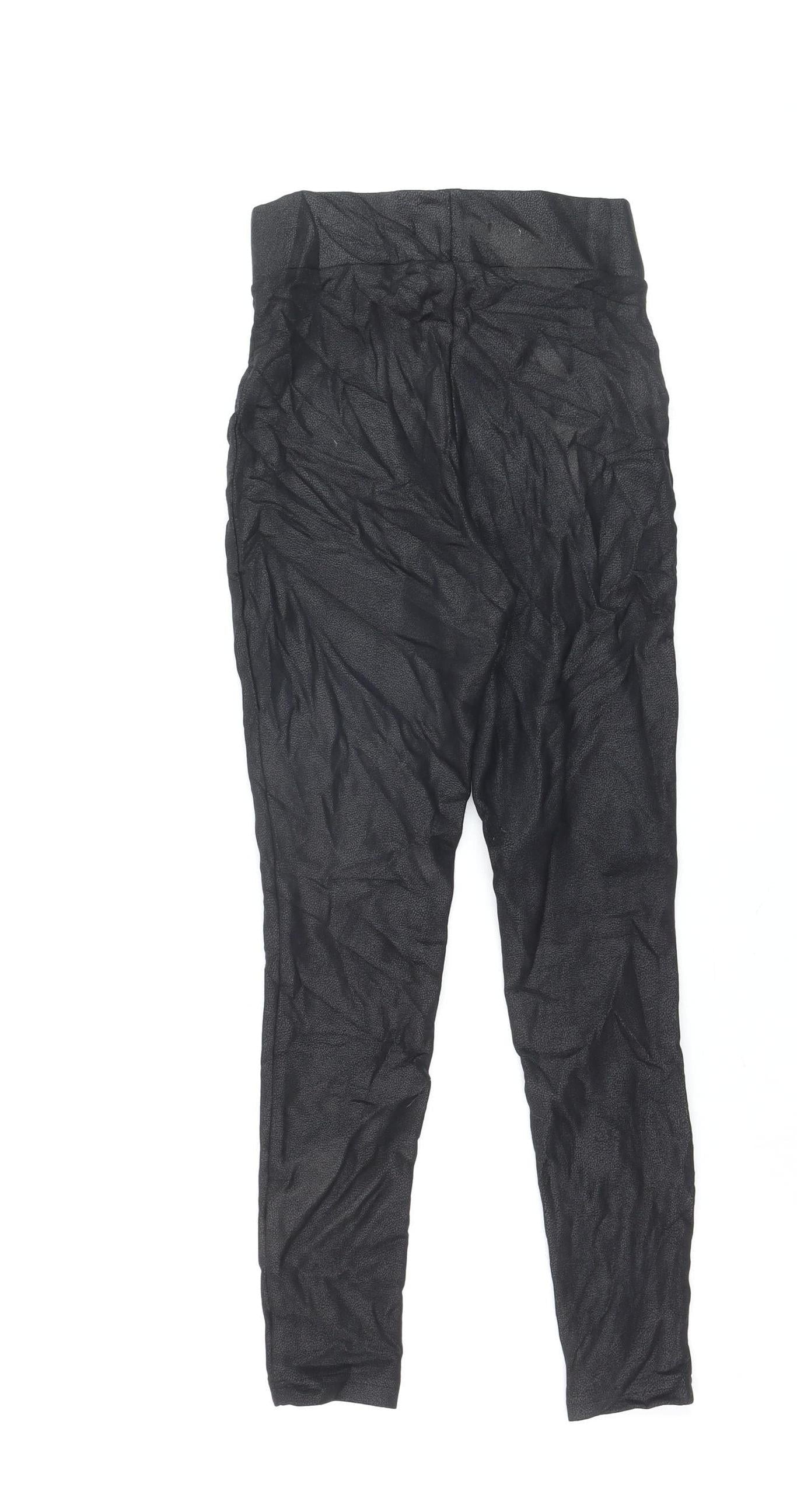 Next Petite Black High Rise Viscose Blend Ankle Leggings UK 6